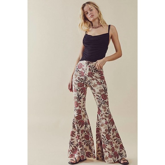 Free People Denim - New Free People Just Float On Printed Flares in Barcelona Combo Size 26